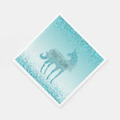 グリガーリーッツアクアターコイズグリッターユニコーン スタンダードランチョンナプキン (角)