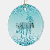 グリガーリーッツアクアターコイズグリッターユニコーン セラミックオーナメント (左)