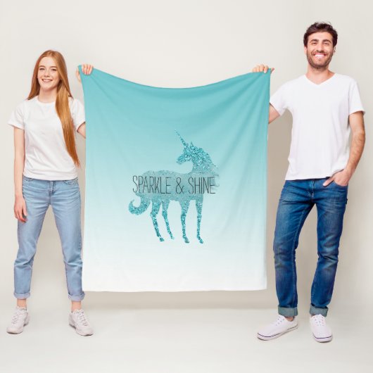 グリガーリーッツアクアターコイズグリッターユニコーン フリースブランケット (インサイチュ)