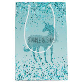 グリガーリーッツアクアターコイズグリッターユニコーン ミディアムペーパーバッグ (正面)