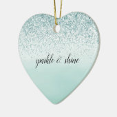 グリガーリーッツミントグラデーショングリッター金ゴールドハート セラミックオーナメント (左)