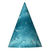 グリジーアクアブルーターコイズグリッター誕生日 パーティーハット (正面)