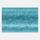 グリジーアクアブルーターコイズグリッター誕生日 ラッピングペーパーシート (正面)