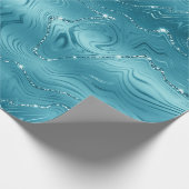 グリジーアクアブルーターコイズグリッター誕生日 ラッピングペーパー (角)