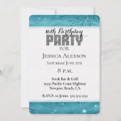 グリジーアクアブルーターコイズグリッター誕生日 招待状 (正面)