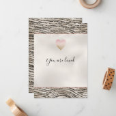 グリジーグラムカーキブラウングリッターゼブラプリント ノートカード (正面/裏面インサイチュ)