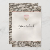 グリジーグラムカーキブラウングリッターゼブラプリント ノートカード (正面/裏面)