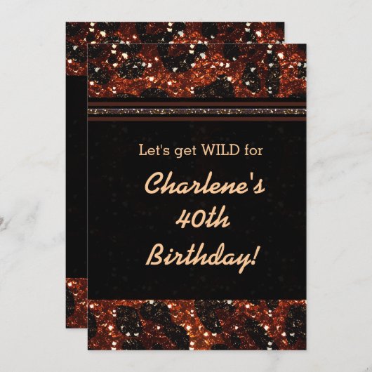 グリジーグラムグリッターヒョウcheetah招待状 招待状 (正面/裏面)