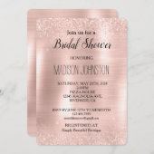 グリジーグラム赤面ピンクグリッターブライダルシャワー 招待状 (正面/裏面)