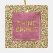 グリジーグラム金ゴールド赤面グリッターレオパードプリントシャイン セラミックオーナメント (正面)