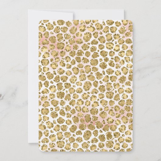 グリジーグラム金ゴールド赤面グリッターレオパードプリント 招待状 (裏面)