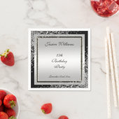 グリジーシルバー紙吹雪コーナー25th誕生日 スタンダードカクテルナプキン (インサイチュ)