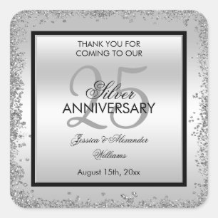 グリジーシルバー&ブラック25結婚周年 スクエアシール