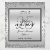 グリジーシルバー&ブラック25結婚周年 ワインラベル (シングルラベル)