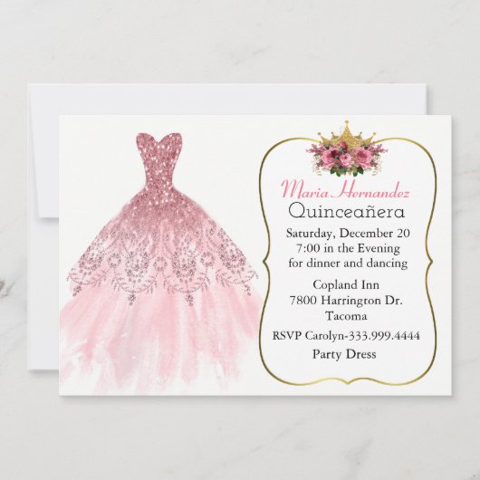 グリジージーピンクガウンキンセニェラ招待状 招待状 (正面)