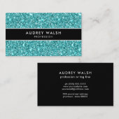 グリジースタイリッシュブルーグリッターストライプの 名刺 (正面/裏面)