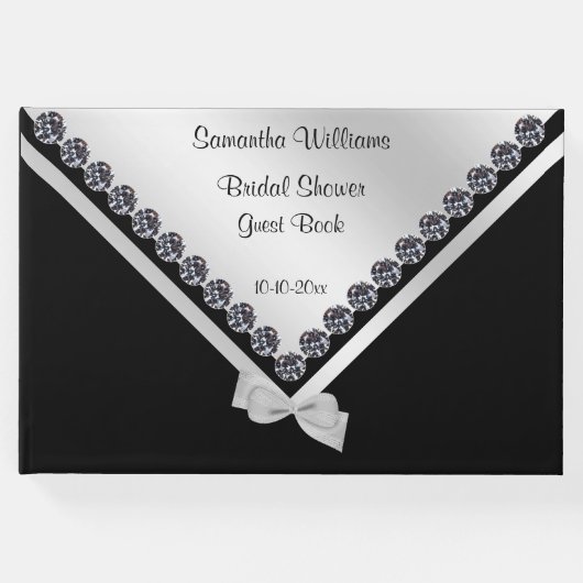 グリジーダイヤモンド&シルバーボウブライダルシャワー ゲストブック (正面)