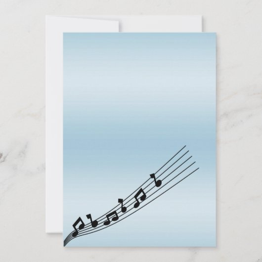 グリジーティール（緑がかった色）ミュージックノート誕生日 招待状 (裏面)