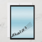 グリジーティール(緑がかった色)ミュージックノート誕生日 招待状 (裏面)