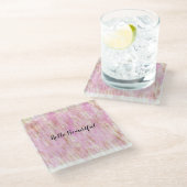 グリジーピガーリーンク金ゴールドグリッター ガラスコースター (アングル)