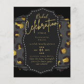 グリジーブラック金ゴールドブライダルシャワーテーマ招待状 (正面)