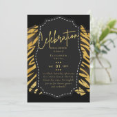 グリジーブラック金ゴールドブライダルシャワーテーマ招待状 招待状 (スタンド正面)