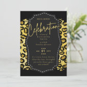 グリジーブラック金ゴールドブライダルシャワーテーマ招待状 招待状 (スタンド正面)