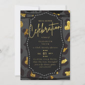 グリジーブラック金ゴールドブライダルシャワーテーマ招待状 招待状 (正面)