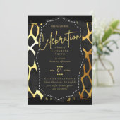 グリジーブラック金ゴールドブライダルシャワーテーマ招待状 招待状 (スタンド正面)