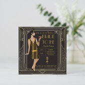 グリジーブラック金ゴールドブライダルシャワーテーマ招待状 招待状 (スタンド正面)