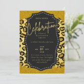 グリジーブラック金ゴールドブライダルシャワーテーマ招待状 招待状 (スタンド正面)