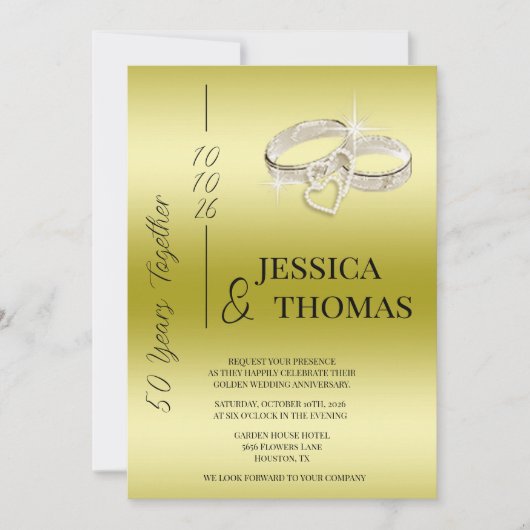 グリジーポーシュ50thゴールデン結婚ズ記念日 招待状 (正面)