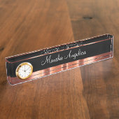 グリジーレディースモノグラムバラ金ゴールドカラーデザイン デスクネームプレート (側面)