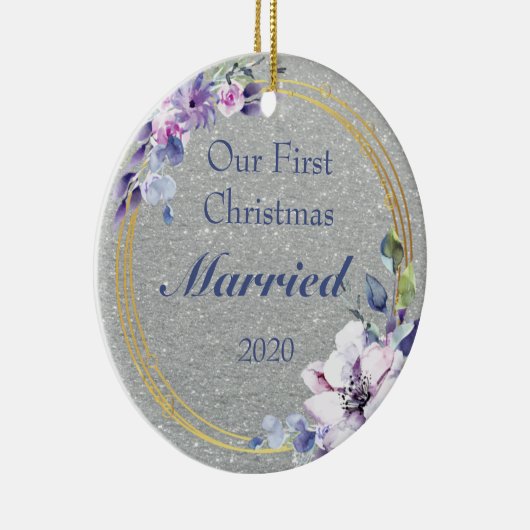 グリジー初めてのクリスマス 結婚した セラミックオーナメント (右)