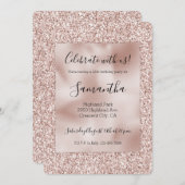 グリジー赤面ピンクグリッター 招待状 (正面/裏面)