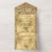 グリジー金ゴールドグラムグリッター オールインワン招待状 (内側)
