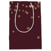 グリジー金ゴールドグラムブルガンディドット ミディアムペーパーバッグ (正面)