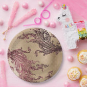 グリジー金ゴールドグラムブルゴーニュハートブライダルシャワー ペーパープレート (パーティー)