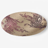 グリジー金ゴールドグラムブルゴーニュハートブライダルシャワー ペーパープレート (アングル)