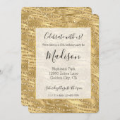 グリジー金ゴールドグリッターゼブラプリント 招待状 (正面/裏面)