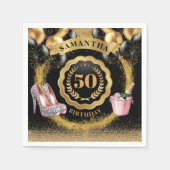 グリジー金ゴールドグリッターナプキンスハイヒールスタイル スタンダードカクテルナプキン (正面)