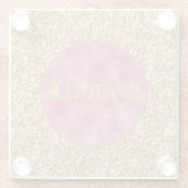 グリジー金ゴールドグリッターピンクスパークル ガラスコースター (裏面)