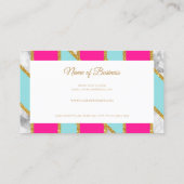 グリジー金ゴールドグリッターピンクブルーストライプと大理石 名刺 (裏面)