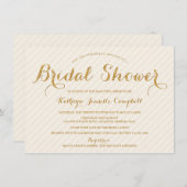 グリジー金ゴールドグリッターブライダルシャワー招待状-アイボリー 招待状 (正面/裏面)