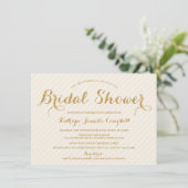 グリジー金ゴールドグリッターブライダルシャワー招待状-アイボリー 招待状 (スタンド正面)