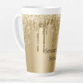 グリジー金ゴールドスパークルグリッタードリップス誕生日 カフェラテマグ (左アングル)