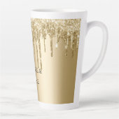 グリジー金ゴールドスパークルグリッタードリップス誕生日 カフェラテマグ (右)