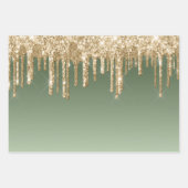 グリジー金ゴールドスパークルグリッタードリップス誕生日 ラッピングペーパーシート (正面3)