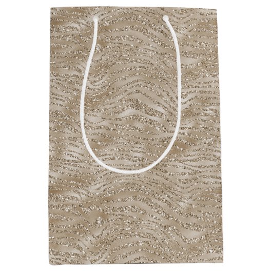 グリジー金ゴールドゼブラプリント ミディアムペーパーバッグ (正面)