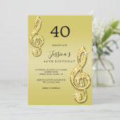 グリジー金ゴールドミュージックノート誕生日 招待状 (スタンド正面)